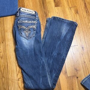 Rock Revival Women's Distressed Blue Boot Cut Jeans